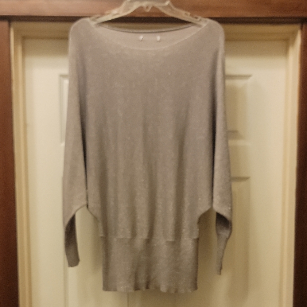 Unbranded Gray & Silver Variegated Dolman Pullover Boat Neck Sweater M